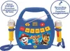 A blue portable karaoke player with two microphones, featuring characters from Paw Patrol. Produktbild-Vorschau