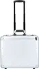 A silver aluminum suitcase with a retractable handle is shown against a white background. Anteprima dell’immagine prodotto