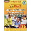 A product box for firelighters, featuring a family grilling. Produktbild-Vorschau