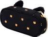 A black pencil case with a pattern of small yellow cat faces and fluffy black cat ears on top. Náhled obrázku produktu
