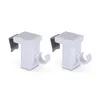 Two white curtain rod holders with gray metal hooks against a white background. Produktbild-Vorschau