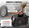 A person is holding a portable welding machine next to a car that is being lifted by an air jack. A component box is shown in the foreground. Produktbild-Vorschau