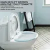 A toilet with a toilet seat cover in a bathroom. Produktbild-Vorschau