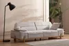Komplette Couchgarnitur Dreisitzer Sessel Couch Braun Stoff Produktbild-Vorschau 3