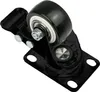 A black caster wheel with a brake, shown from a diagonal angle against a white background. Anteprima dell’immagine prodotto