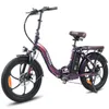 A studio shot of a purple electric bicycle against a white background. Produktbild-Vorschau
