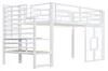 Hochbett 90x200cm mit Treppe Stauraum LED Weiß Einzelbett Produktbild-Vorschau 8