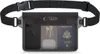 A black waterproof bag with a clear window, showing a phone, keys, and a passport inside, with a black strap around it. Anteprima dell’immagine prodotto
