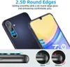 A marketing image showing a smartphone with a screen protector applied, highlighting its rounded edges and comparing it to other screen protectors. Produktbild-Vorschau