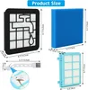 Collage showing vacuum cleaner filters and a cleaning brush with dimensions. Produktbild-Vorschau