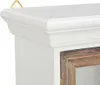 Close-up of the top corner of a white cabinet with a wooden frame detail. Anteprima dell’immagine prodotto