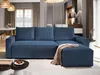 A blue sectional sofa with a throw blanket is shown in a living room setting. Produktbild-Vorschau