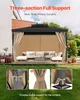 A gazebo with privacy curtains and outdoor furniture set up on a deck. Produktbild-Vorschau