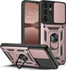A rose gold and black phone case with a camera cover and ring stand, shown from multiple angles. Produktbild-Vorschau