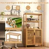 COSTWAY Bambusowy regał z drzwiami, 4-poziomowy regał z Podgląd zdjęcia produktu 4