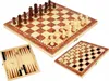 Klassisches Schachspiel aus Holz, Dame-Backgammon, 3-in-1, Produktbild-Vorschau 1
