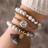 Armband Set Damen Boho Stil, 4-teiliges Perlenarmband mit Produktbild-Vorschau 4