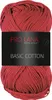 A ball of red yarn with a black label. Produktbild-Vorschau