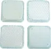 A collage of four images showing different views of a square, clear plastic container with a perforated pattern. Náhled obrázku produktu