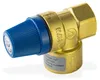 A close-up studio shot of a brass safety valve with a blue adjustment knob. Náhľad obrázku produktu