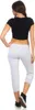 Damen Jogginhose 3/4 Sport-Hose Baumwolle mit Tasche; Grau Produktbild-Vorschau 4