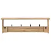 vidaXL Wandgarderobe mit 4 Haken Massivholz Mango Produktbild-Vorschau 2