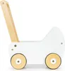 A side view of a white wooden toy stroller. Produktbild-Vorschau