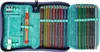 An open pencil case filled with colored pencils and other stationery items. Anteprima dell’immagine prodotto