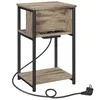 A product shot of a wooden and black side table with built-in power outlets and USB ports. Produktbild-Vorschau