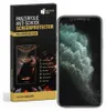 A product box for a screen protector is shown next to the screen protector itself, which is applied to a smartphone. Produktbild-Vorschau