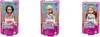 Three Barbie Chelsea dolls in their packaging, displayed side-by-side against a white background. Podgląd zdjęcia produktu