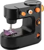 A black sewing machine with orange accents is shown from a three-quarter angle on a white background. Náhled obrázku produktu