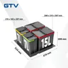 Abfallsammler Set 2x 15L 2x 7L GTV AxiSpace Anthrazit Produktbild-Vorschau 6