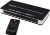 A black HDMI switch and audio extractor with a remote control, displayed on a white background. Náhled obrázku produktu