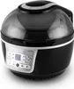 A black and gray air fryer with a transparent lid, shown from a slightly elevated front-left angle on a white background. Produktbild-Vorschau
