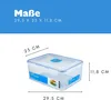 A clear plastic food container with dimensions indicated by lines and text. Náhľad obrázku produktu