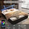 A modern bedroom with a black LED bed frame. Produktbild-Vorschau
