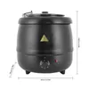 A black electric soup kettle with a lid, shown from the front with dimensions indicated. Náhled obrázku produktu