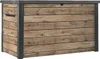 A storage box with a wood-like texture and gray metal frame. Produktbild-Vorschau