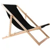 A black fabric deck chair with a wooden frame, shown against a white background. Anteprima dell’immagine prodotto