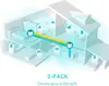 A diagram showing a two-pack of TP-LINK Deco X55 mesh Wi-Fi system units installed in a house, illustrating Wi-Fi coverage and connectivity. Náhľad obrázku produktu