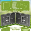An instructional diagram showing how to set up a folding table, with a close-up view of the table's underside. Anteprima dell’immagine prodotto