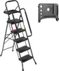 A black stepladder with a tray and a separate black accessory are shown against a white background. Anteprima dell’immagine prodotto