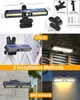Collage showing solar-powered clip-on lights with motion sensors and their installation methods. Produktbild-Vorschau