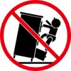 A graphic indicating a warning about furniture tipping over. Náhľad obrázku produktu