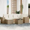 Design 7-tlg. Garten-Sofagarnitur mit Kissen Beige Poly Produktbild-Vorschau 1