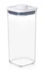A clear studio shot of an empty, transparent food storage container with a white lid. Náhled obrázku produktu