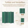 A marketing image showing a green folding screen room divider in different configurations. Produktbild-Vorschau