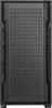 A front view of a black computer case with a perforated front panel. Produktbild-Vorschau