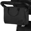 A black baby bag attached to a stroller handle. Produktbild-Vorschau